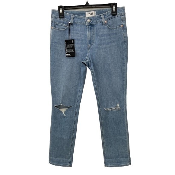 NWT‎ Paige Brigitte Boyfriend Skinny Jeans Destructed Denim Size 26 - Picture 3 of 12